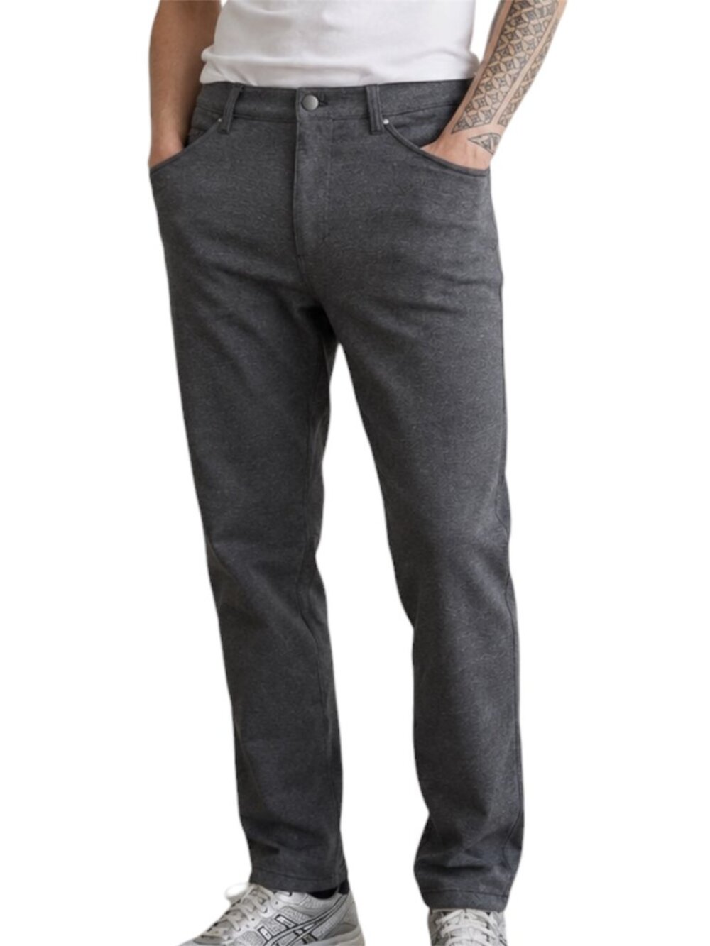 34 Lululemon Men's slim Pants Heathered Gray Tech Canvas 5 Pocket
